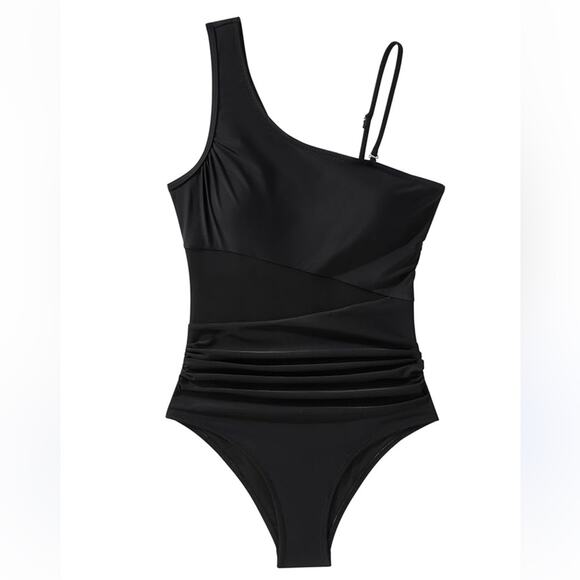 SUUKSESS Women Mesh One Shoulder One Piece Swimsuit Tummy Control NEW Size SMALL - Picture 5 of 15